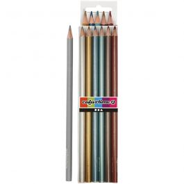 Colortime Färgblyerts, L: 17,45 cm, kärna 3 mm, metallicfärger, 6 st./ 1 förp. [HOB-38097]
