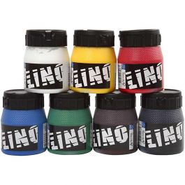 Linoleumfärg, mixade färger, 7x250 ml/ 1 förp. [HOB-38219]