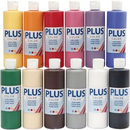 Plus Color Hobbyfärg, standardfärger, 12x250 ml/ 1 förp. [HOB-39494]