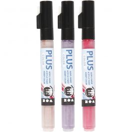 Plus Color Tusch, L: 14,5 cm, spets 1-2 mm, fuchsia, dusty rose, dark lilac, 5,5 ml, 3 st./ 1 förp. [HOB-39895]