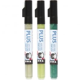 Plus Color Tusch, L: 14,5 cm, spets 1-2 mm, mörkgrön, eucalyptus, leaf green, 5,5 ml, 3 st./ 1 förp. [HOB-39897]