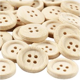 Träknappar, Dia. 23 mm, 4 hål, 30 st./ 1 förp. [HOB-403081]