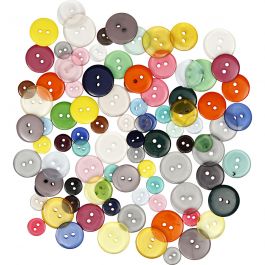 Knappar, Dia. 12+18+20 mm, mixade färger, 50 g, 100 st./ 1 förp. [HOB-403810]