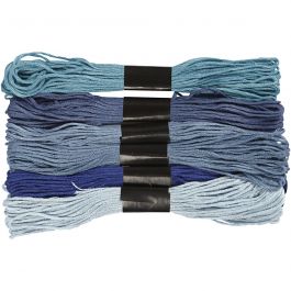 Broderitråd, tjocklek 1 mm, blå harmoni, 6 bunt/ 1 förp. [HOB-412710]