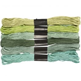 Broderitråd, tjocklek 1 mm, grön, 6 bunt/ 1 förp. [HOB-412740]