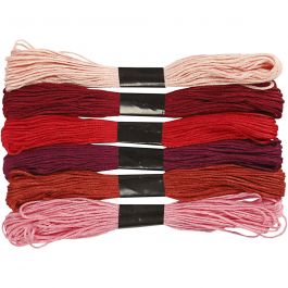 Broderitråd, tjocklek 1 mm, röd harmoni , 6 bunt/ 1 förp. [HOB-412750]