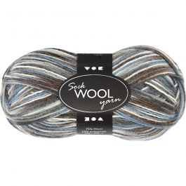 Strumpgarn, L: 200 M, blå/grå harmoni, 50 g/ 1 nystan [HOB-41318]