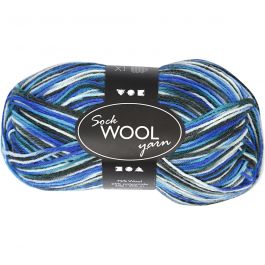 Strumpgarn, L: 200 M, blå/turkos harmoni, 50 g/ 1 nystan [HOB-41322]