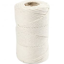 Makramégarn, L: 198 M, Dia. 2 mm, råvit, 330 g/ 1 rl. [HOB-414760]