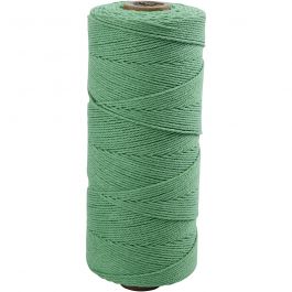 Makramésnöre, L: 315 M, tjocklek 1 mm, Tunn kvalitet 12/12, ljusgrön, 220 g/ 1 nystan [HOB-41514]
