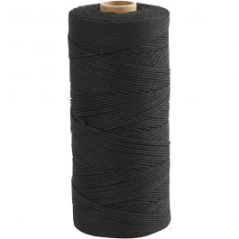 Makramésnöre, L: 315 M, tjocklek 1 mm, Tunn kvalitet 12/12, svart, 220 g/ 1 nystan [HOB-41520]