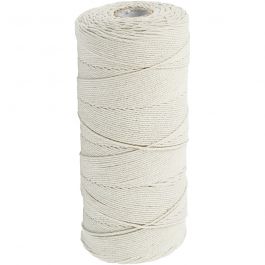Makramésnöre, L: 315 M, tjocklek 1 mm, Tunn kvalitet 12/12, ljusnatur, 220 g/ 1 nystan [HOB-41572]
