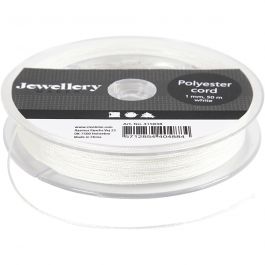Polyestersnöre, tjocklek 1 mm, vit, 50 m/ 1 rl. [HOB-415838]
