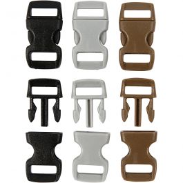 Klicklås, L: 29 mm, B: 15 mm, Hålstl. 3x11 mm, svart, brun, grå, 100 st./ 1 förp. [HOB-41619]