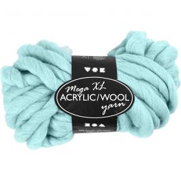 XL Akrylgarn med Ull, L: 15 M, stl. mega, turkos, 300 g/ 1 nystan [HOB-42164]