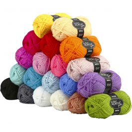 Fantasia Akrylgarn, L: 80 M, mixade färger, 20x50 g/ 1 förp. [HOB-42181]
