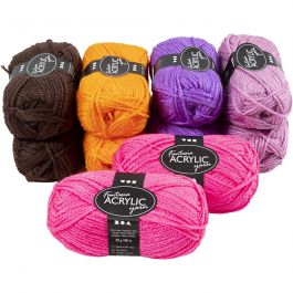 Fantasia Akrylgarn, L: 80 M, mixade färger, 10x50 g/ 1 förp. [HOB-42184]