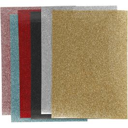 Stryktyg, ark 148x210 mm, glitter, mixade färger, 6 ark/ 1 förp. [HOB-443370]