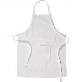 Förkläde, L: 84 cm, B: 65 cm, stl. M-XL cm, 210 g, vit, 1 st. [HOB-444640]