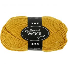 Melbourne ullgarn, L: 92 M, mörkgul, 50 g/ 1 nystan [HOB-44714]