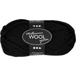 Melbourne ullgarn, L: 92 M, svart, 50 g/ 1 nystan [HOB-44724]