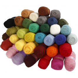 Kardad Ull, mixade färger, 35x100 g/ 1 förp. [HOB-45198]