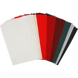 Hobbyfilt, ark 20x30 cm, tjocklek 1,5 mm, 180-200 g, mixade färger, 24 mix. ark/ 1 förp. [HOB-45296]