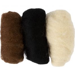 Kardad Ull, mixade färger, 3x10 g/ 1 förp. [HOB-45338]