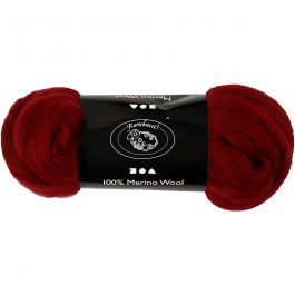 Merinoull, tjocklek 21 my, mörkröd, 100 g/ 1 förp. [HOB-46085]