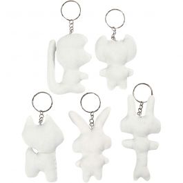 Textilfigurer med nyckelring, H: 6-10 cm, 5 st./ 1 förp. [HOB-49503]