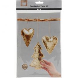 Juldekoration av läderpapper, tjocklek 0,55 mm, guld, 1 set [HOB-498826]