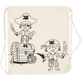 Gymnastikpåse, pirater, stl. 37x41 cm, 110 g, ljusnatur, 1 st. [HOB-499651]