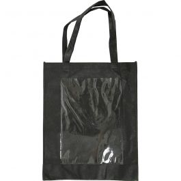 Väska med plastfront, stl. 42x34x12 cm, svart, 1 st. [HOB-49982]