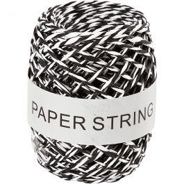 Papperssnöre, tjocklek 1 mm, svart/vit, 50 m/ 1 rl. [HOB-50327]