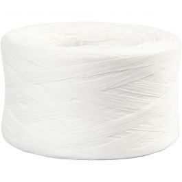 Raffia Pappersgarn, B: 7-8 mm, vit, 100 m/ 1 rl. [HOB-503291]