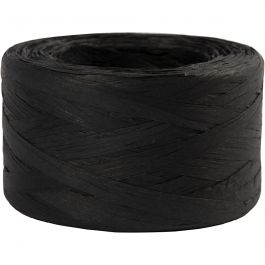 Raffia Pappersgarn, B: 7-8 mm, svart, 100 m/ 1 rl. [HOB-503292]