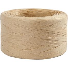 Raffia Pappersgarn, B: 7-8 mm, sand, 100 m/ 1 rl. [HOB-503293]