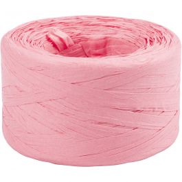 Raffia Pappersgarn, B: 7-8 mm, ljusrosa, 100 m/ 1 rl. [HOB-503296]