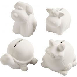 Spardjur, H: 7-10 cm, vit, 4 st./ 1 förp. [HOB-50501]