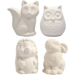 Spardjur, uggla, räv, igelkott, hare, H: 9-10 cm, vit, 4 st./ 1 förp. [HOB-50569]