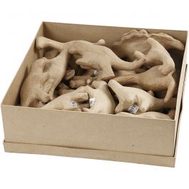 Dinosaurier av papier-maché, H: 9-12,5 cm, B: 4,5+5,5 cm, 21 st./ 1 förp. [HOB-50716]