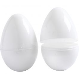 Ägg, H: 8 cm, Dia. 5,5 cm, vit, 12 st./ 1 förp. [HOB-51036]
