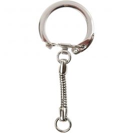 Nyckelring med kedja, L: 6 cm, Dia. 2,3 cm, 5 st./ 1 förp. [HOB-512821]