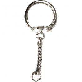 Nyckelring med kedja, L: 6 cm, Dia. 2,3 cm, 25 st./ 1 förp. [HOB-51282]