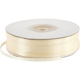 Satinband, B: 3 mm, råvit, 100 m/ 1 rl. [HOB-51366]
