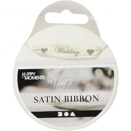 Satinband, B: 10 mm, råvit, 8 m/ 1 rl. [HOB-513671]