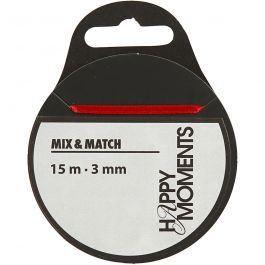 Satinband, B: 3 mm, röd, 15 m/ 1 rl. [HOB-513701]
