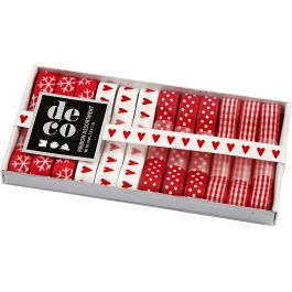 Dekorationsband, B: 10 mm, mixade färger, 12x1 m/ 1 förp. [HOB-51402]