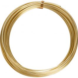 Aluminiumtråd, Rund, tjocklek 2 mm, guld, 10m/ 1 rl. [HOB-518324]