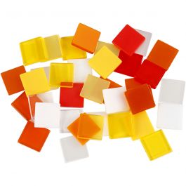 Minimosaik, stl. 10x10 mm, tjocklek 2 mm, röd/orange harmoni, 25 g/ 1 förp. [HOB-51923]